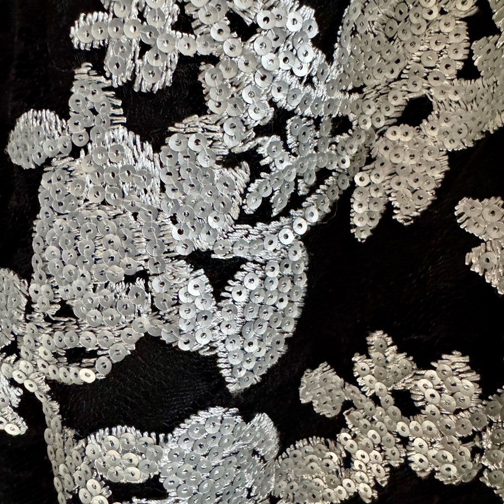 Adelyn Rae Black Dress with Silver Floral Lace Accents - Picture 3 of 4